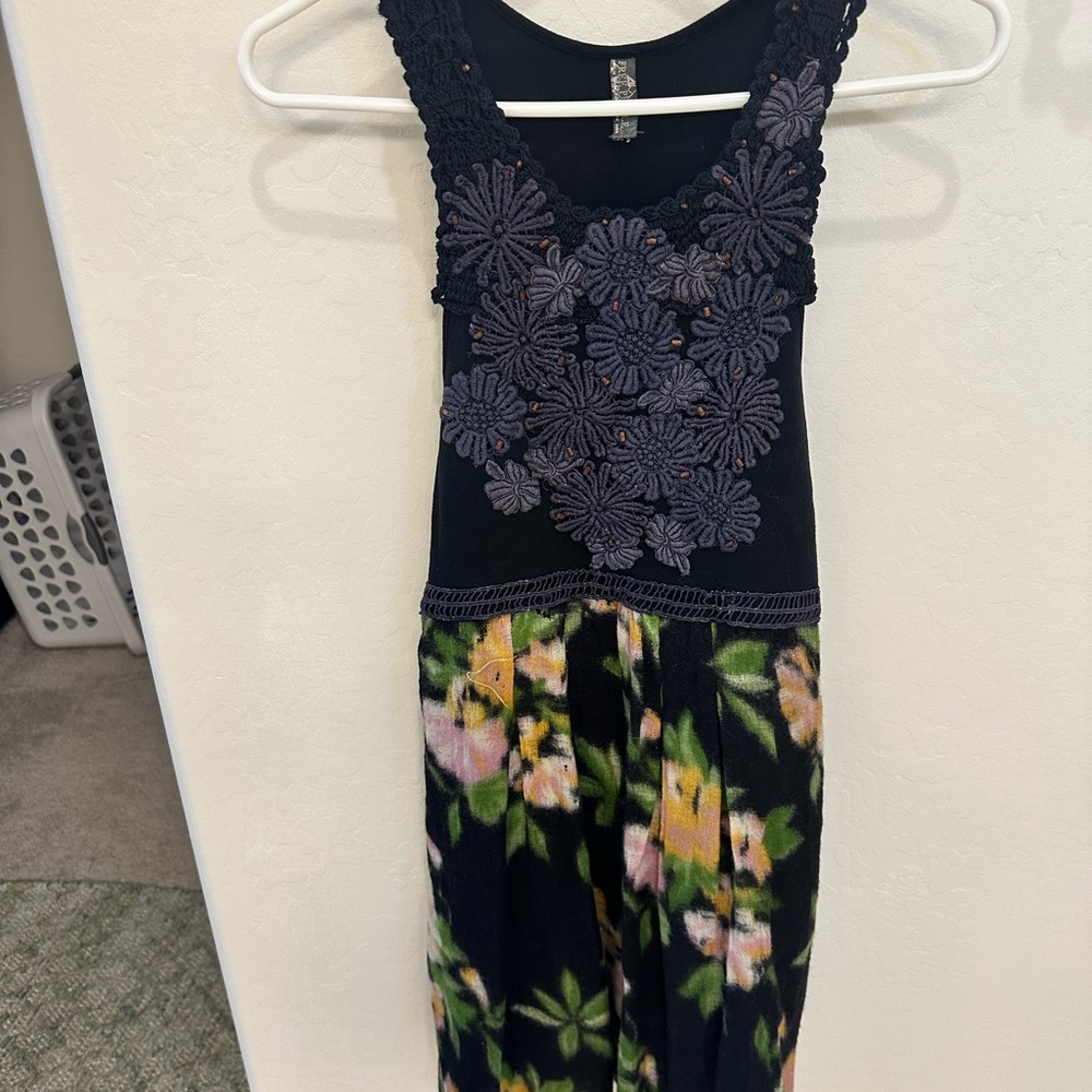 Free People Black and Floral Mini Dress